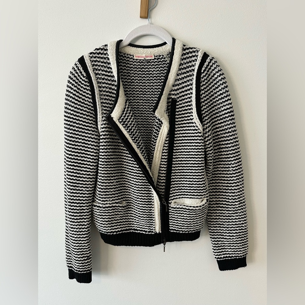 Rebecca Taylor tweed knit zip-front moto jacket - Picture 2 of 4